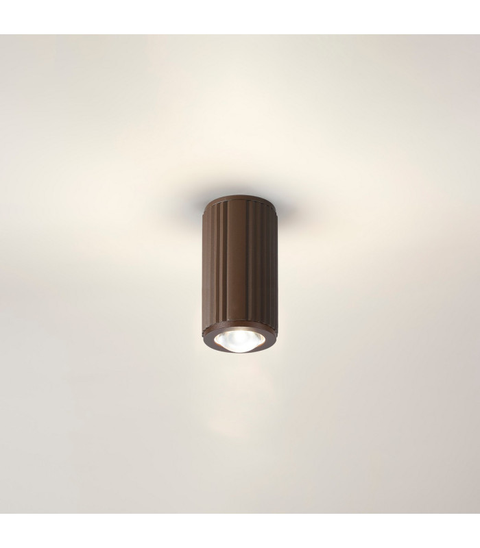 Springwater 6.7cm Ribbed Line Ceiling Dome Acrylic Shade 1 x GU10 IP54 Dark Brown/Clear/Frosted -3