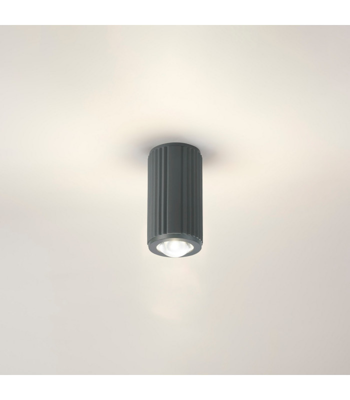 Springwater 6.7cm Ribbed Line Ceiling Dome Acrylic Shade 1 x GU10 IP54 Grey/Clear/Frosted -3