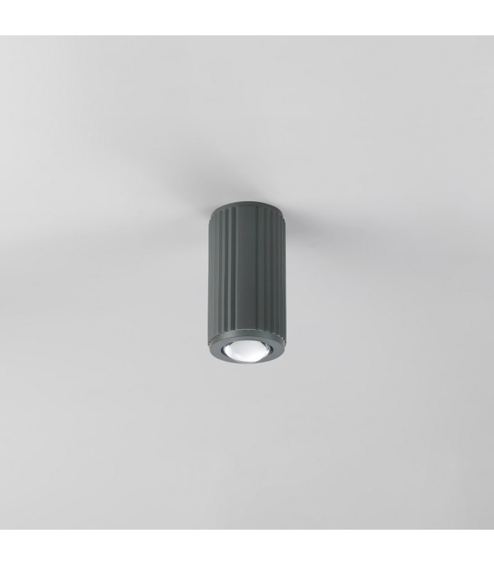 Springwater 6.7cm Ribbed Line Ceiling Dome Acrylic Shade 1 x GU10 IP54 Grey/Clear/Frosted -7