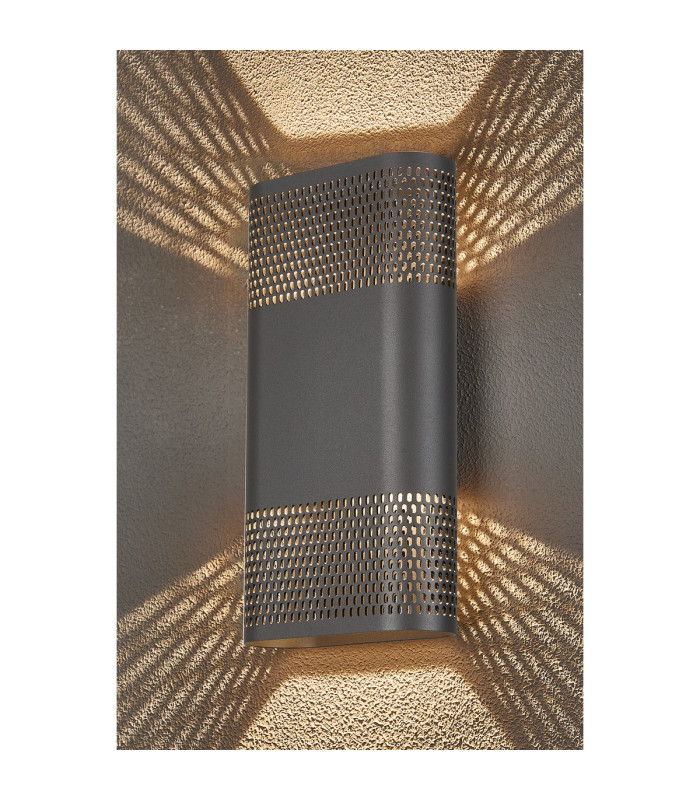 Waterloo Wall Lamp 160 x 305mm Mesh Oval Pattern Shade 2 x 6.5W LED 3000K 900lm IP65 Anthracite -11