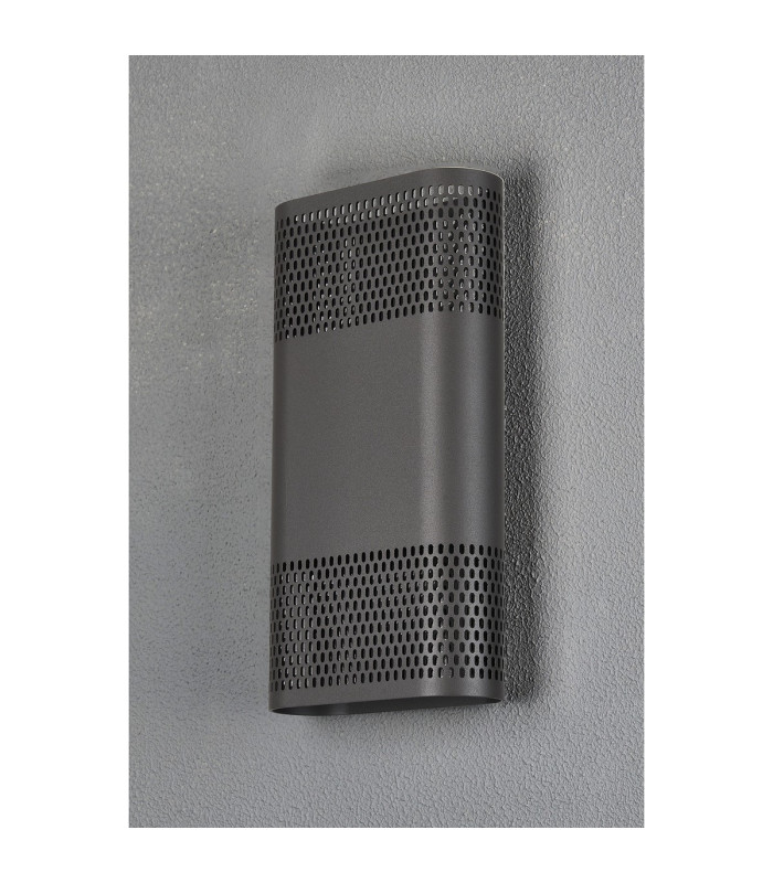 Waterloo Wall Lamp 160 x 305mm Mesh Oval Pattern Shade 2 x 6.5W LED 3000K 900lm IP65 Anthracite -12