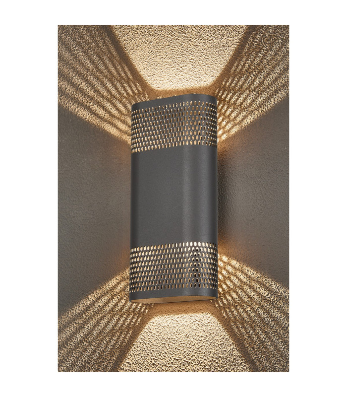 Waterloo Wall Lamp 125 x 260mm Mesh Oval Pattern Shade 2 x 6.5W LED 3000K 900lm IP65 Anthracite -10