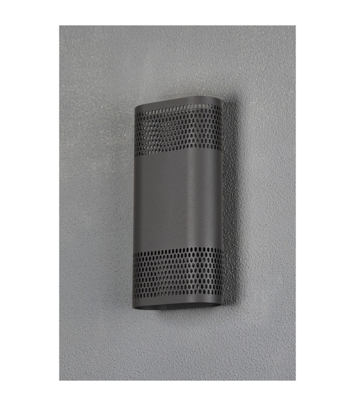 Waterloo Wall Lamp 125 x 260mm Mesh Oval Pattern Shade 2 x 6.5W LED 3000K 900lm IP65 Anthracite -11