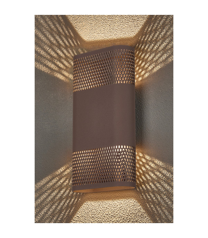 Waterloo Wall Lamp 160 x 305mm Mesh Oval Pattern Shade 2 x 6.5W LED 3000K 900lm IP65 Cacao -11