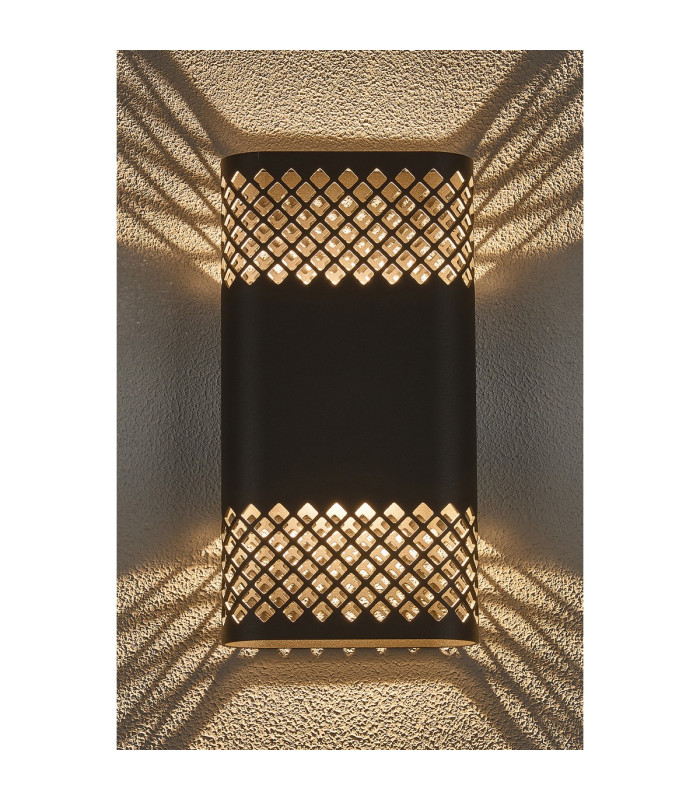 Waterloo Wall Lamp 160 x 305mm Mesh Diamond Pattern Shade 2 x 6.5W LED 3000K 900lm IP65 Anthracite -3