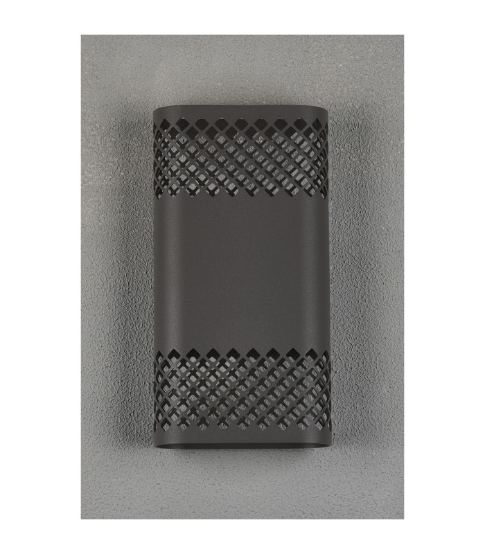 Waterloo Wall Lamp 160 x 305mm Mesh Diamond Pattern Shade 2 x 6.5W LED 3000K 900lm IP65 Anthracite -10