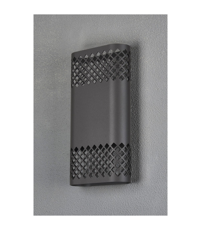 Waterloo Wall Lamp 160 x 305mm Mesh Diamond Pattern Shade 2 x 6.5W LED 3000K 900lm IP65 Anthracite -12