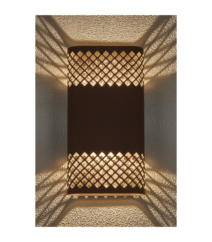Waterloo Wall Lamp 160 x 305mm Mesh Diamond Pattern Shade 2 x 6.5W LED 3000K 900lm IP65 Cacao -3