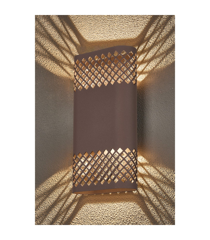 Waterloo Wall Lamp 160 x 305mm Mesh Diamond Pattern Shade 2 x 6.5W LED 3000K 900lm IP65 Cacao -11