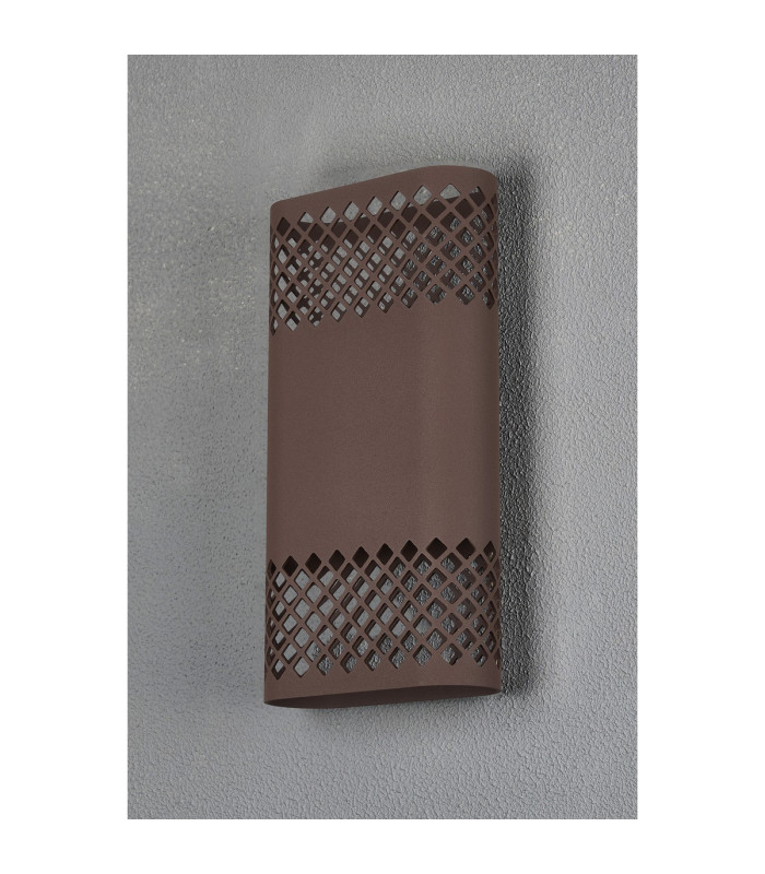 Waterloo Wall Lamp 160 x 305mm Mesh Diamond Pattern Shade 2 x 6.5W LED 3000K 900lm IP65 Cacao -12