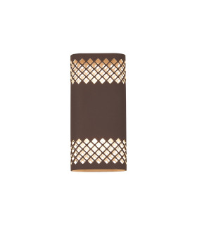 Waterloo Wall Lamp 125 x 260mm Mesh Diamond Pattern Shade 2 x 6.5W LED 3000K 900lm IP65 Cacao -1