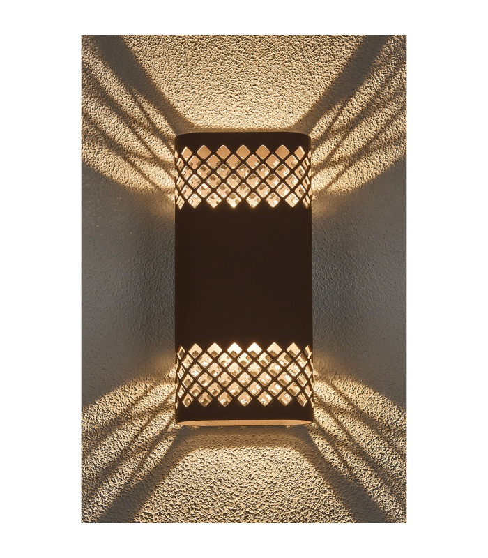 Waterloo Wall Lamp 125 x 260mm Mesh Diamond Pattern Shade 2 x 6.5W LED 3000K 900lm IP65 Cacao -3