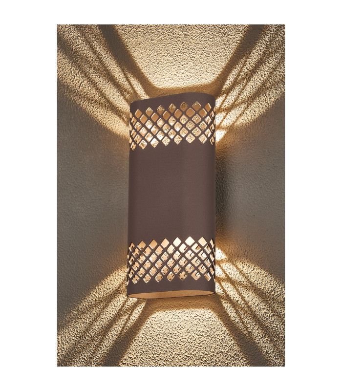 Waterloo Wall Lamp 125 x 260mm Mesh Diamond Pattern Shade 2 x 6.5W LED 3000K 900lm IP65 Cacao -10
