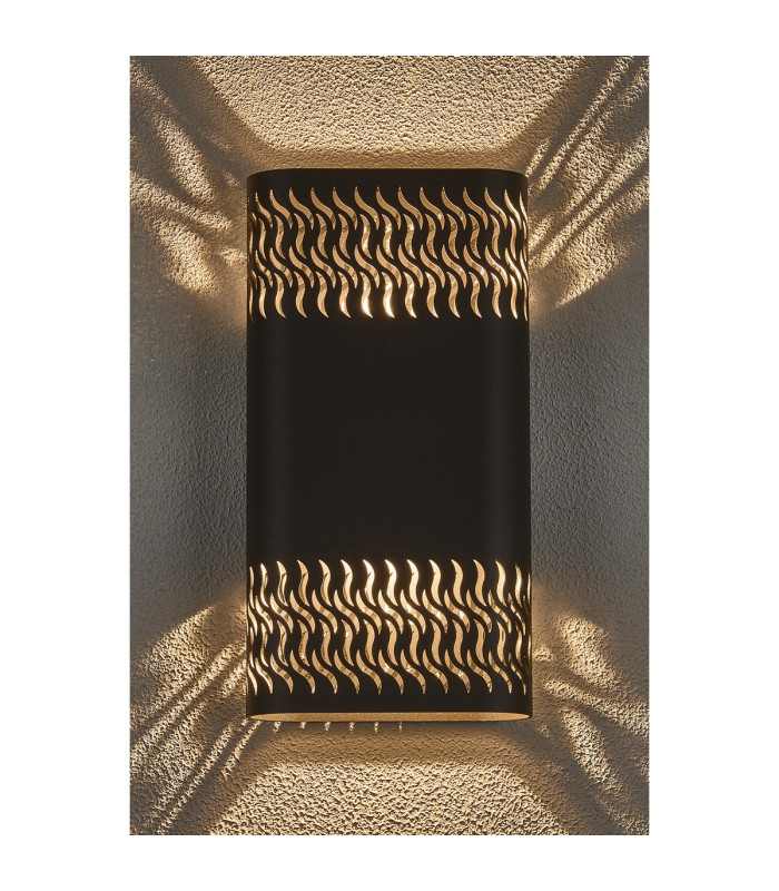 Waterloo Wall Lamp 160 x 305mm Mesh Waves Pattern Shade 2 x 6.5W LED 3000K 900lm IP65 Anthracite -3