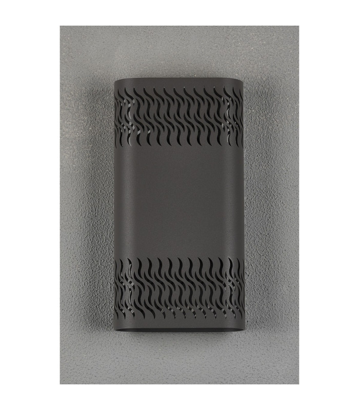 Waterloo Wall Lamp 160 x 305mm Mesh Waves Pattern Shade 2 x 6.5W LED 3000K 900lm IP65 Anthracite -10