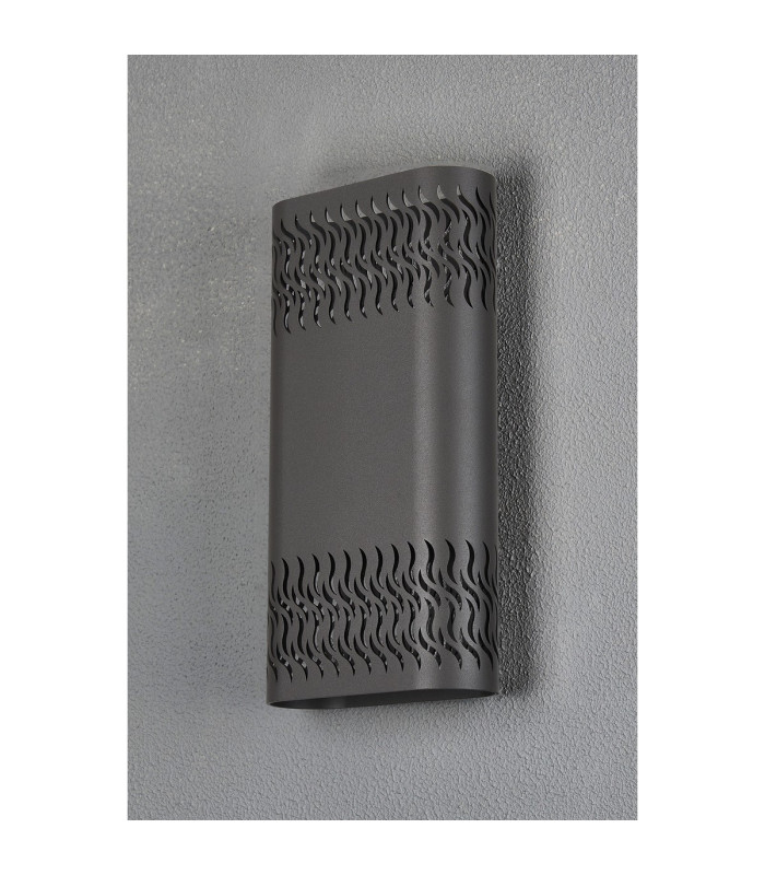 Waterloo Wall Lamp 160 x 305mm Mesh Waves Pattern Shade 2 x 6.5W LED 3000K 900lm IP65 Anthracite -12