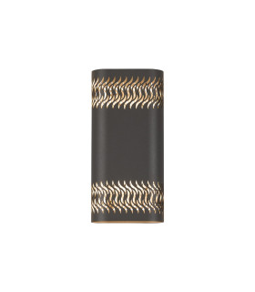 Waterloo Wall Lamp 125 x 260mm Mesh Waves Pattern Shade 2 x 6.5W LED 3000K 900lm IP65 Anthracite -1