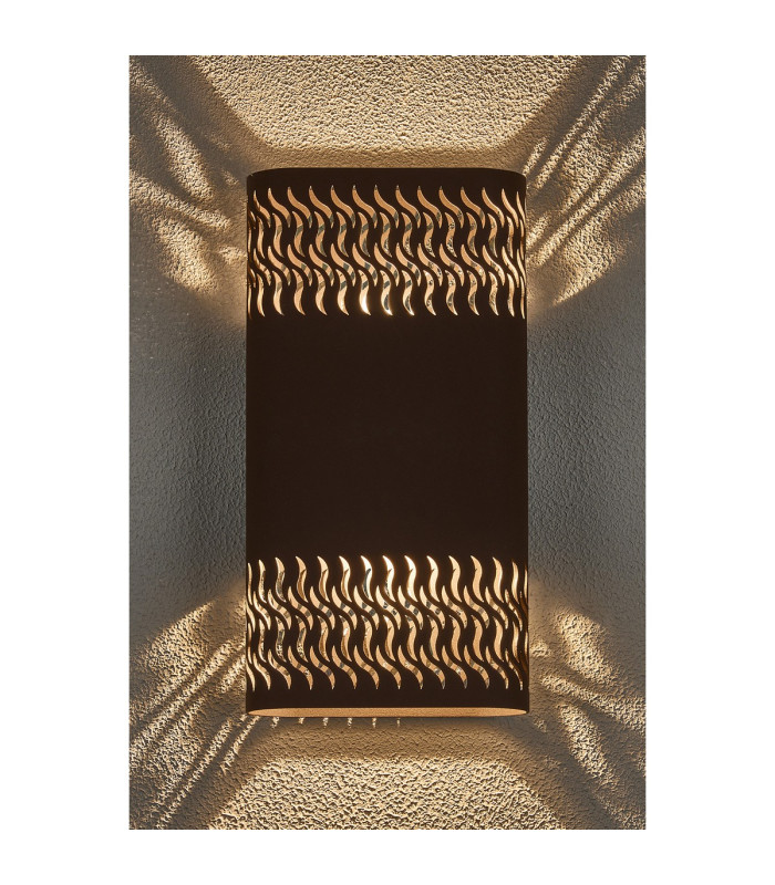 Waterloo Wall Lamp 160 x 305mm Mesh Waves Pattern Shade 2 x 6.5W LED 3000K 900lm IP65 Cacao -3
