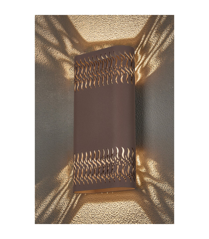 Waterloo Wall Lamp 160 x 305mm Mesh Waves Pattern Shade 2 x 6.5W LED 3000K 900lm IP65 Cacao -11