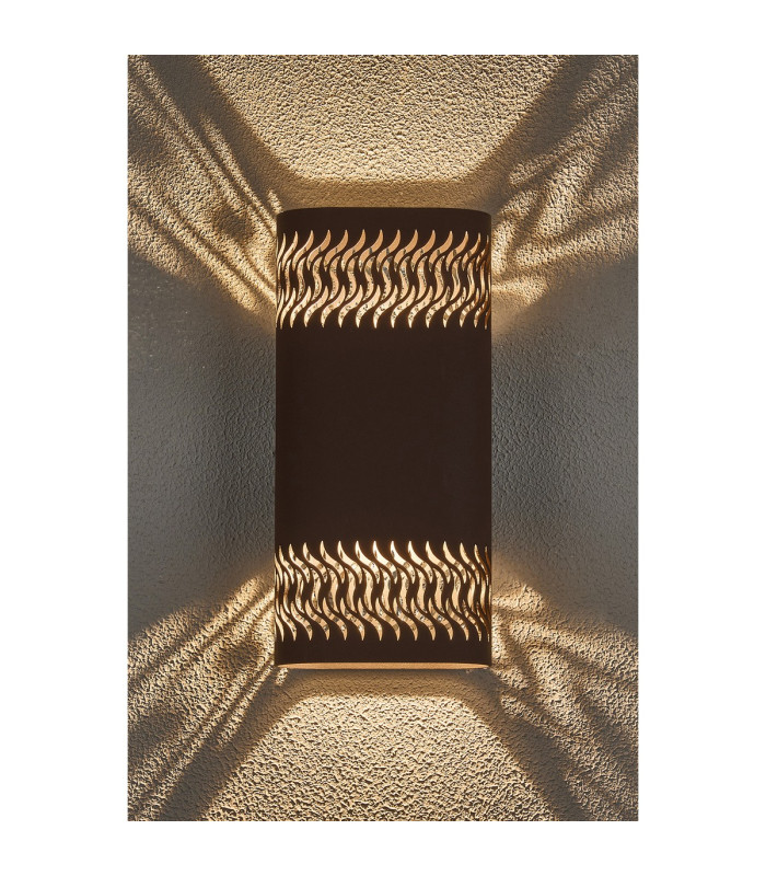 Waterloo Wall Lamp 125 x 260mm Mesh Waves Pattern Shade 2 x 6.5W LED 3000K 900lm IP65 Cacao -3