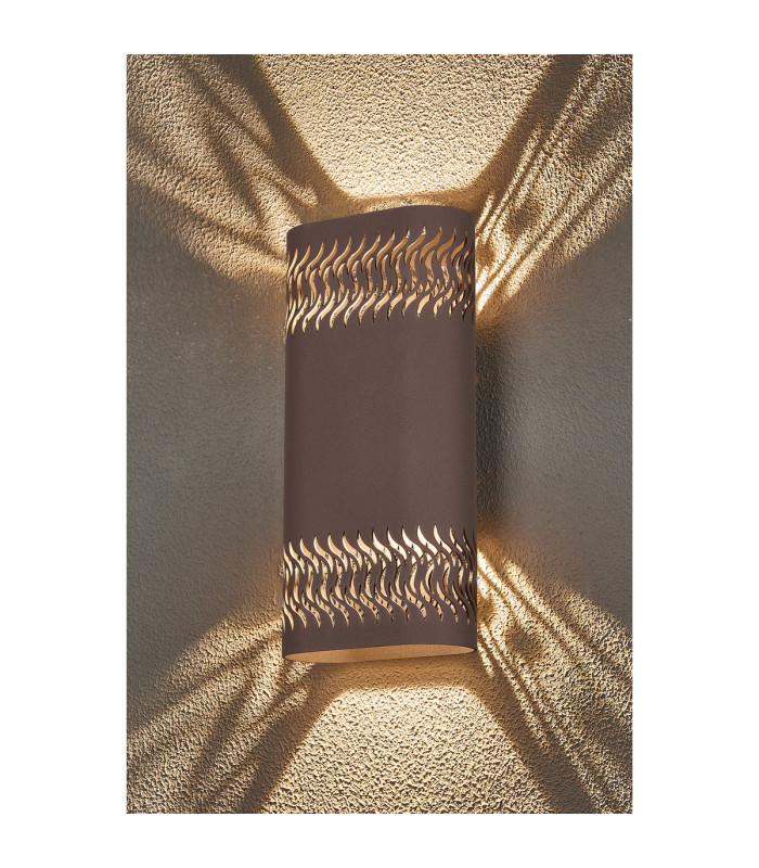 Waterloo Wall Lamp 125 x 260mm Mesh Waves Pattern Shade 2 x 6.5W LED 3000K 900lm IP65 Cacao -10