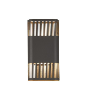 Waterloo Wall Lamp 160 x 305mm Mesh Line Pattern Shade 2 x 6.5W LED 3000K 900lm IP65 Anthracite -1