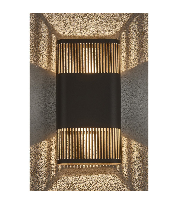 Waterloo Wall Lamp 160 x 305mm Mesh Line Pattern Shade 2 x 6.5W LED 3000K 900lm IP65 Anthracite -3