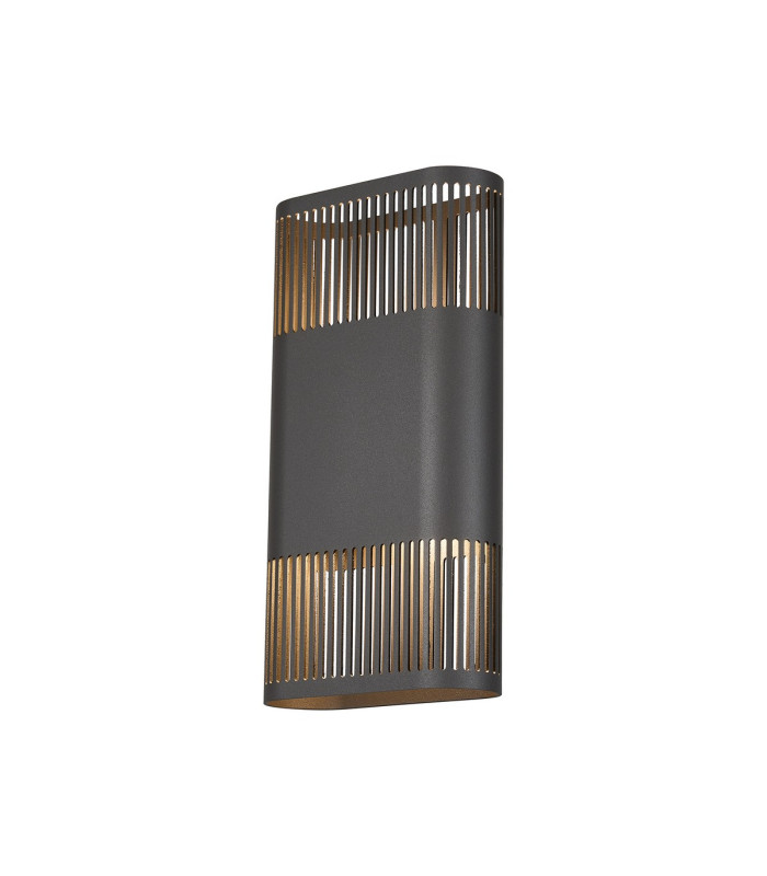 Waterloo Wall Lamp 160 x 305mm Mesh Line Pattern Shade 2 x 6.5W LED 3000K 900lm IP65 Anthracite -5