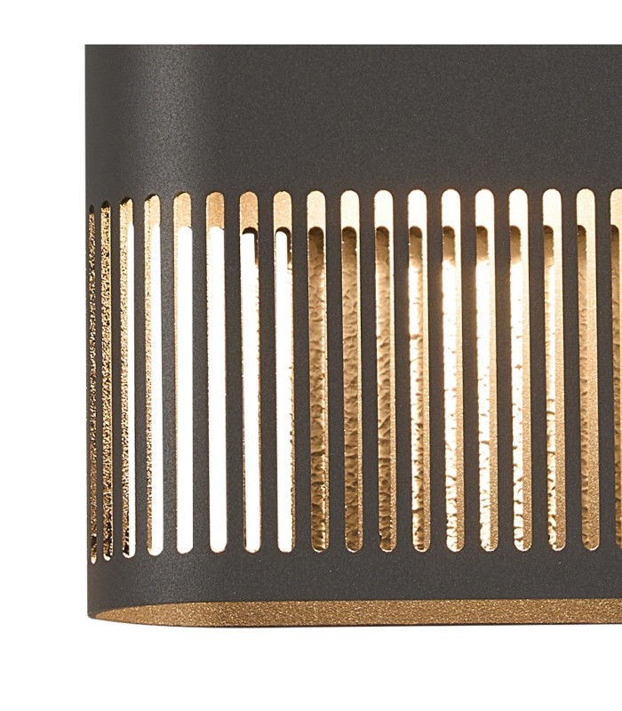 Waterloo Wall Lamp 160 x 305mm Mesh Line Pattern Shade 2 x 6.5W LED 3000K 900lm IP65 Anthracite -6