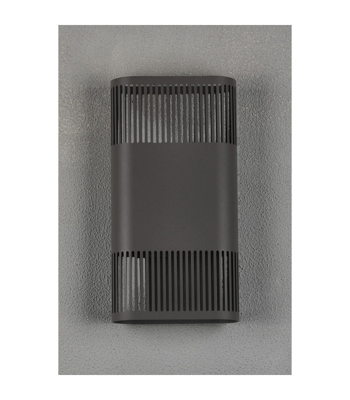 Waterloo Wall Lamp 160 x 305mm Mesh Line Pattern Shade 2 x 6.5W LED 3000K 900lm IP65 Anthracite -10