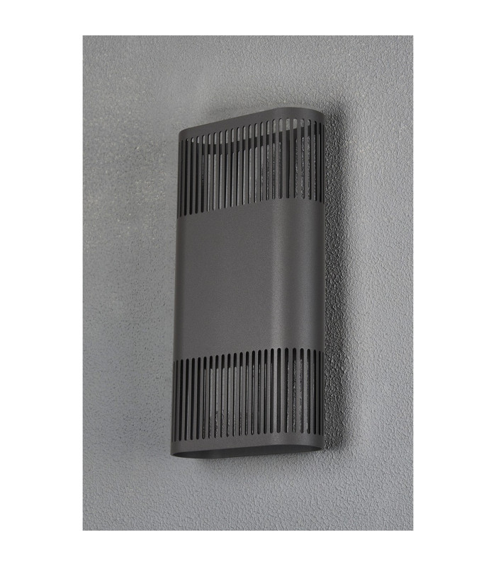 Waterloo Wall Lamp 160 x 305mm Mesh Line Pattern Shade 2 x 6.5W LED 3000K 900lm IP65 Anthracite -12