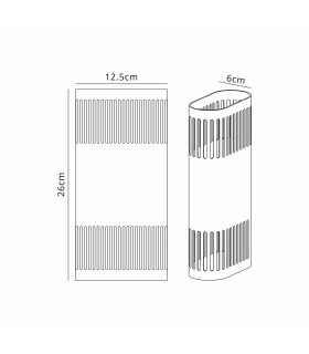 Waterloo Wall Lamp 125 x 260mm Mesh Line Pattern Shade 2 x 6.5W LED 3000K 900lm IP65 Anthracite -2