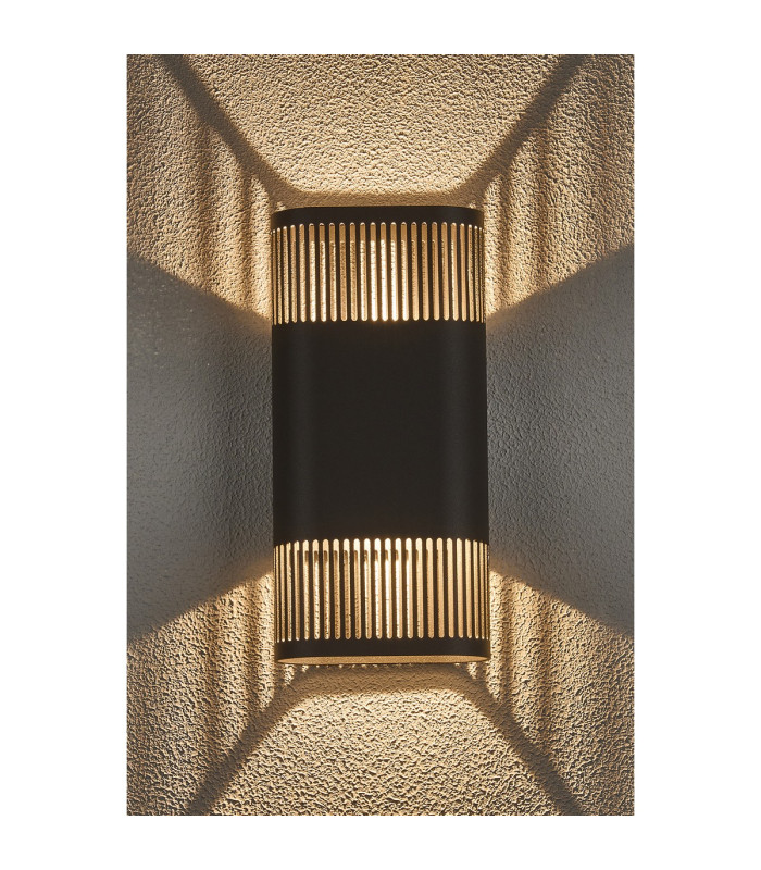 Waterloo Wall Lamp 125 x 260mm Mesh Line Pattern Shade 2 x 6.5W LED 3000K 900lm IP65 Anthracite -3