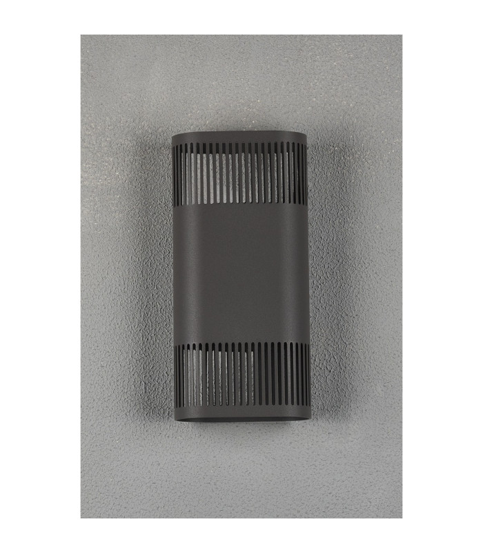 Waterloo Wall Lamp 125 x 260mm Mesh Line Pattern Shade 2 x 6.5W LED 3000K 900lm IP65 Anthracite -9