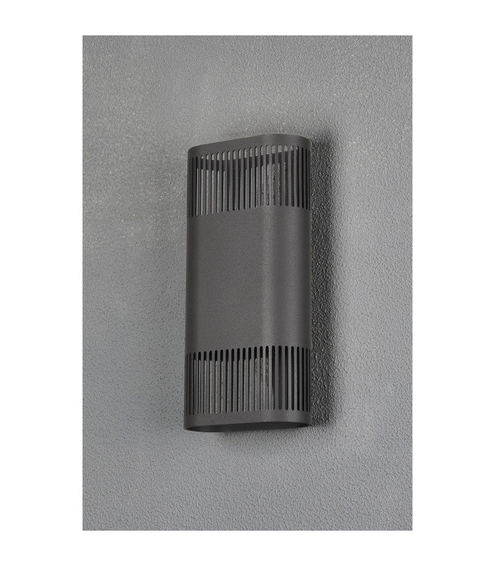 Waterloo Wall Lamp 125 x 260mm Mesh Line Pattern Shade 2 x 6.5W LED 3000K 900lm IP65 Anthracite -11