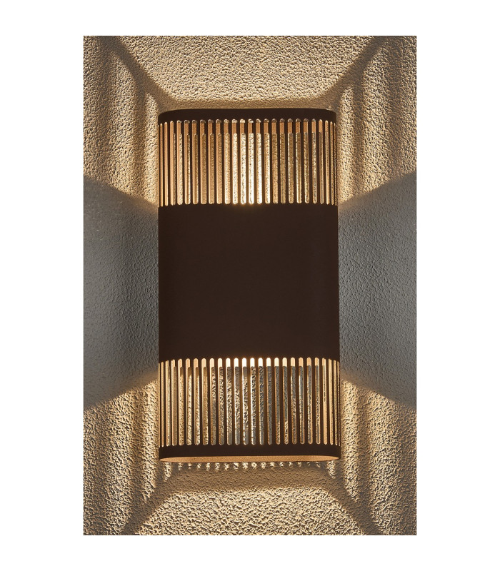 Waterloo Wall Lamp 160 x 305mm Mesh Line Pattern Shade 2 x 6.5W LED 3000K 900lm IP65 Cacao -3