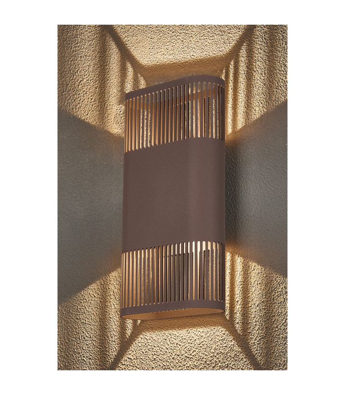 Waterloo Wall Lamp 160 x 305mm Mesh Line Pattern Shade 2 x 6.5W LED 3000K 900lm IP65 Cacao -11