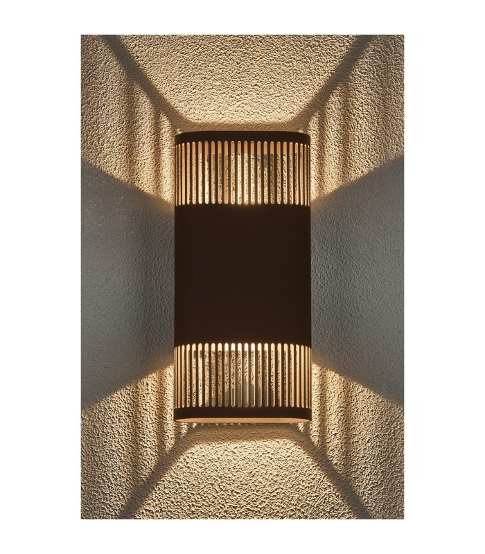 Waterloo Wall Lamp 125 x 260mm Mesh Line Pattern Shade 2 x 6.5W LED 3000K 900lm IP65 Cacao -3