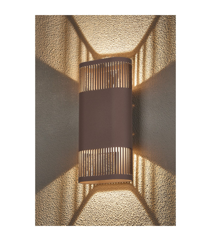 Waterloo Wall Lamp 125 x 260mm Mesh Line Pattern Shade 2 x 6.5W LED 3000K 900lm IP65 Cacao -10