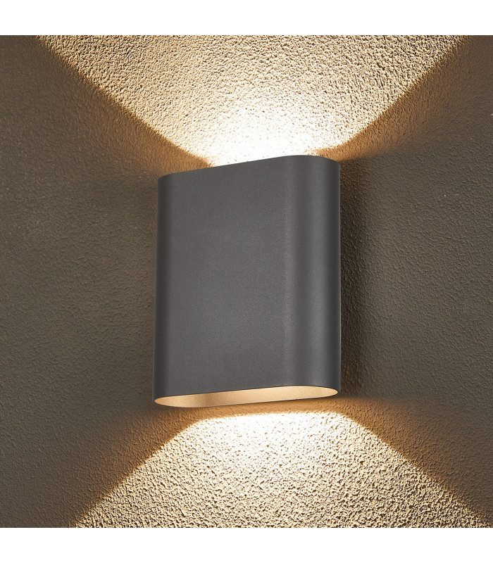 Waterloo Wall Lamp 160 x 180mm Flat Shade 2 x 6.5W LED 3000K 900lm IP65 Anthracite -9