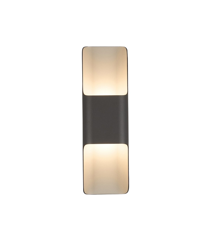 Waterloo Wall Lamp 125 x 403mm Even Open Curve Shade 2 x 6.5W LED 3000K 900lm IP65 Anthracite -1