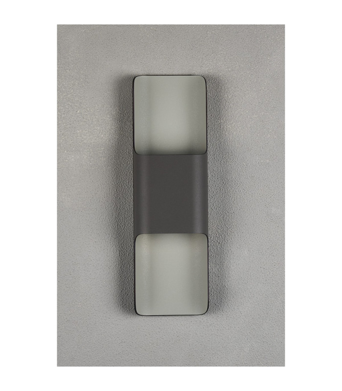 Waterloo Wall Lamp 125 x 403mm Even Open Curve Shade 2 x 6.5W LED 3000K 900lm IP65 Anthracite -9