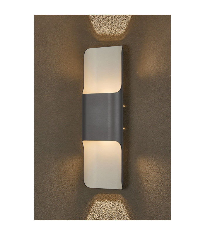 Waterloo Wall Lamp 125 x 403mm Even Open Curve Shade 2 x 6.5W LED 3000K 900lm IP65 Anthracite -10