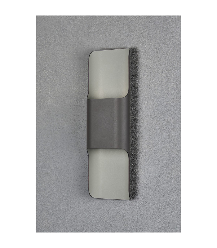Waterloo Wall Lamp 125 x 403mm Even Open Curve Shade 2 x 6.5W LED 3000K 900lm IP65 Anthracite -11