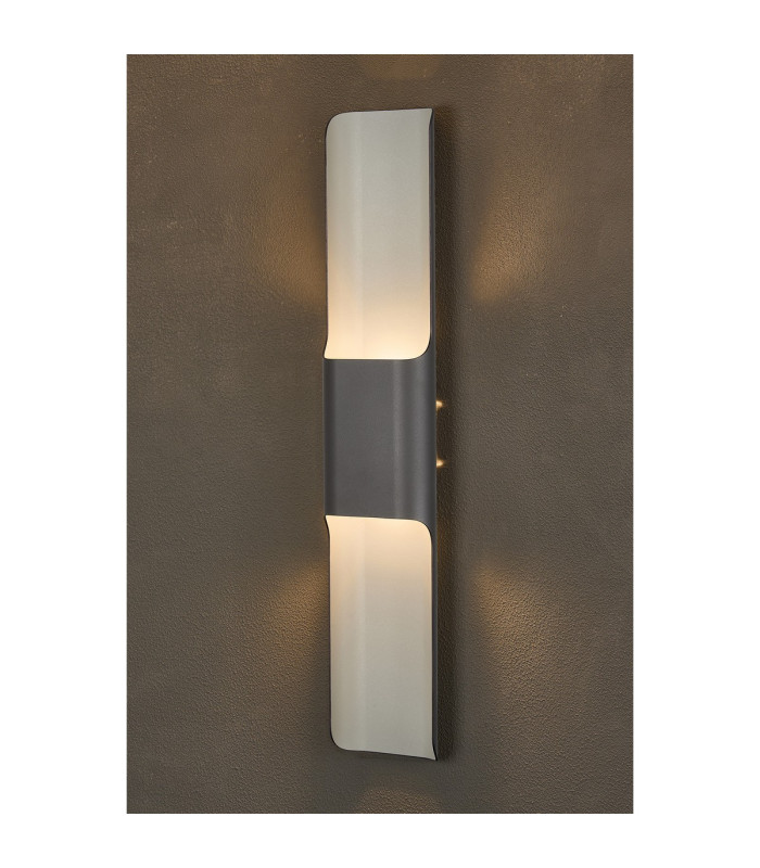 Waterloo Wall Lamp 125 x 670mm Even Open Curve Shade 2 x 6.5W LED 3000K 900lm IP65 Anthracite -12