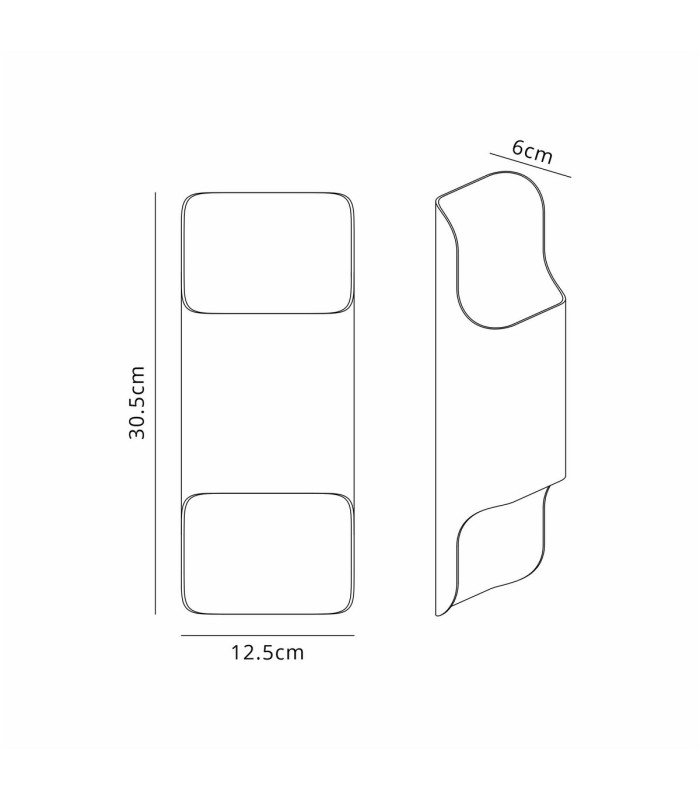 Waterloo Wall Lamp 125 x 305mm Even Open Curve Shade 2 x 6.5W LED 3000K 900lm IP65 Cacao -2