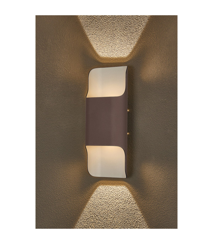 Waterloo Wall Lamp 125 x 305mm Even Open Curve Shade 2 x 6.5W LED 3000K 900lm IP65 Cacao -9
