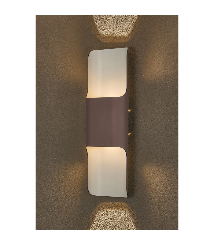 Waterloo Wall Lamp 125 x 403mm Even Open Curve Shade 2 x 6.5W LED 3000K 900lm IP65 Cacao -11