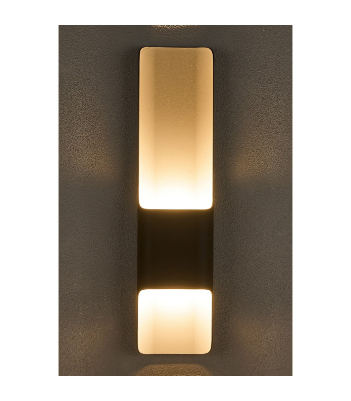 Waterloo Wall Lamp 125 x 508mm Offset Open Curve Shade 2 x 6.5W LED 3000K 900lm IP65 Anthracite -3