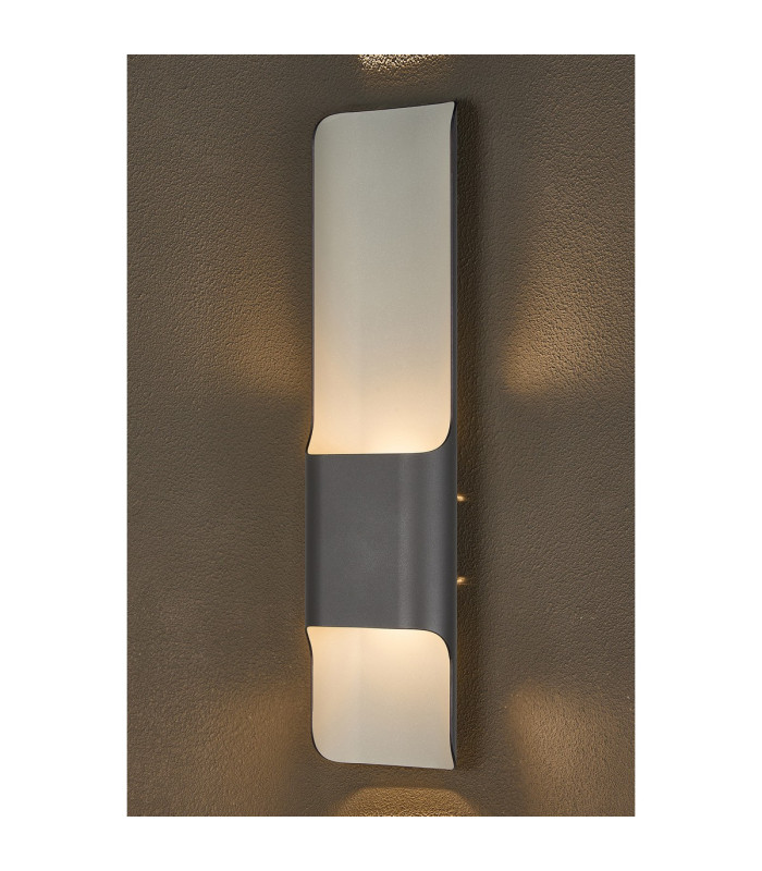 Waterloo Wall Lamp 125 x 508mm Offset Open Curve Shade 2 x 6.5W LED 3000K 900lm IP65 Anthracite -11
